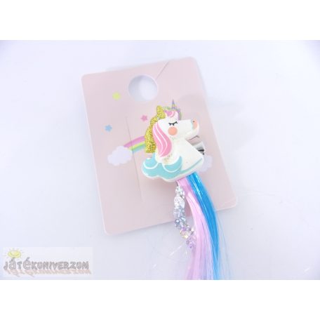 Unikornis színes csatos szintetikus hajtincs