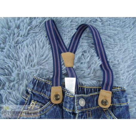 Farmernadrág nadrágtartóval 0-3 hónaposoknak