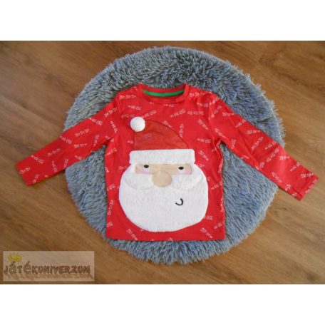 F&F télapó mintás hosszú ujjú póló felső 5-6 éveseknek (116cm)