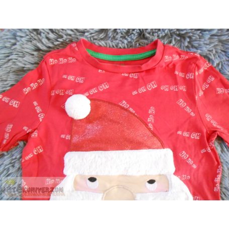 F&F télapó mintás hosszú ujjú póló felső 5-6 éveseknek (116cm)