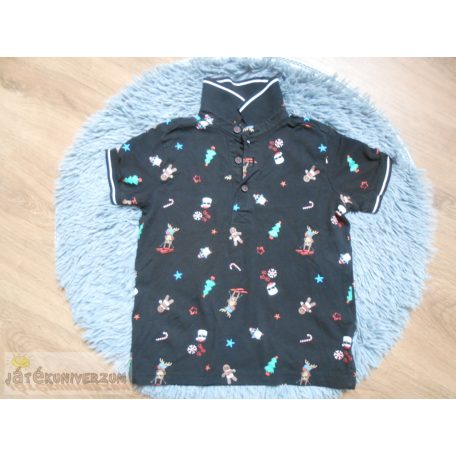 Nutmeg karácsonyi ünnepi galléros póló felső 5-6 éveseknek 