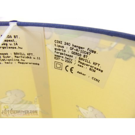 Mennyezeti lámpa gyerekeknek egeres mintával