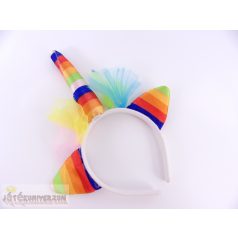   Szivárvány színű unikornis egyszarvú fejpánt fejdísz jelmez kiegészítő