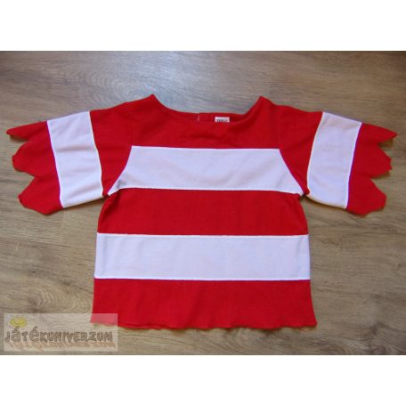 Piros fehér csíkos felső póló kalóz jelmez 5-6 éveseknek