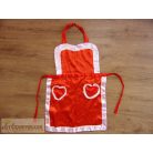 Piros szíves zsebes kötény jelmez kiegészítő