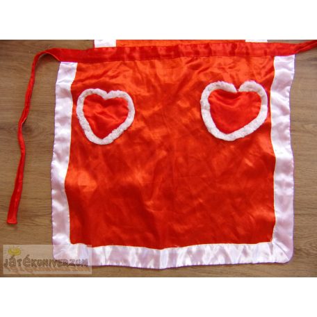 Piros szíves zsebes kötény jelmez kiegészítő