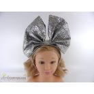 Ezüst színű csillogó óriás masni fejdísz fejpánt hajpánt