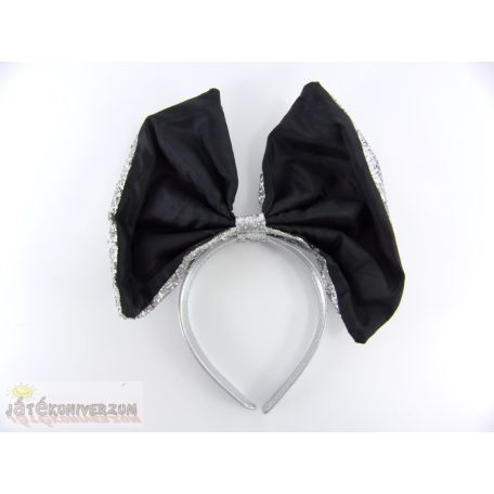 Ezüst színű csillogó óriás masni fejdísz fejpánt hajpánt