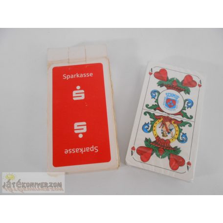 F.X. Schmid márkájú Sparkasse logójával ellátott német kártyacsomag