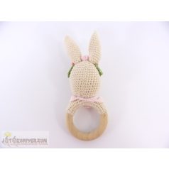 Kötött horgolt nyuszis csörgő