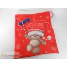 Happy Christmas karácsonyi maci mintás ajándéktáska tasak