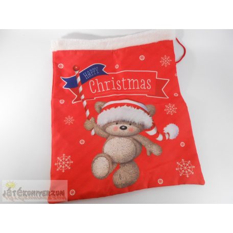 Happy Christmas karácsonyi maci mintás ajándéktáska tasak