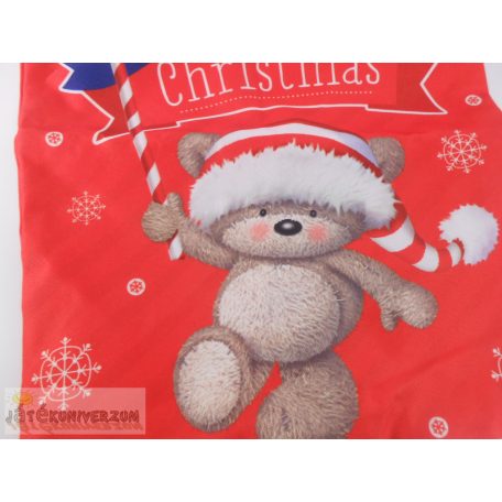 Happy Christmas karácsonyi maci mintás ajándéktáska tasak