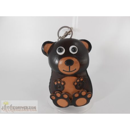 Valódi bőrből készült medve pénztárca kulcstartóval